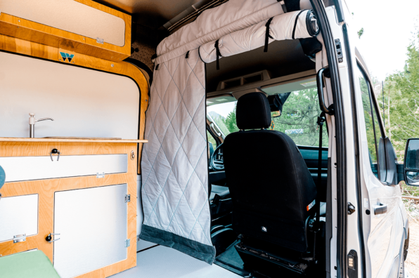 Ford Campervan Curtain Partition Rolled Up Split