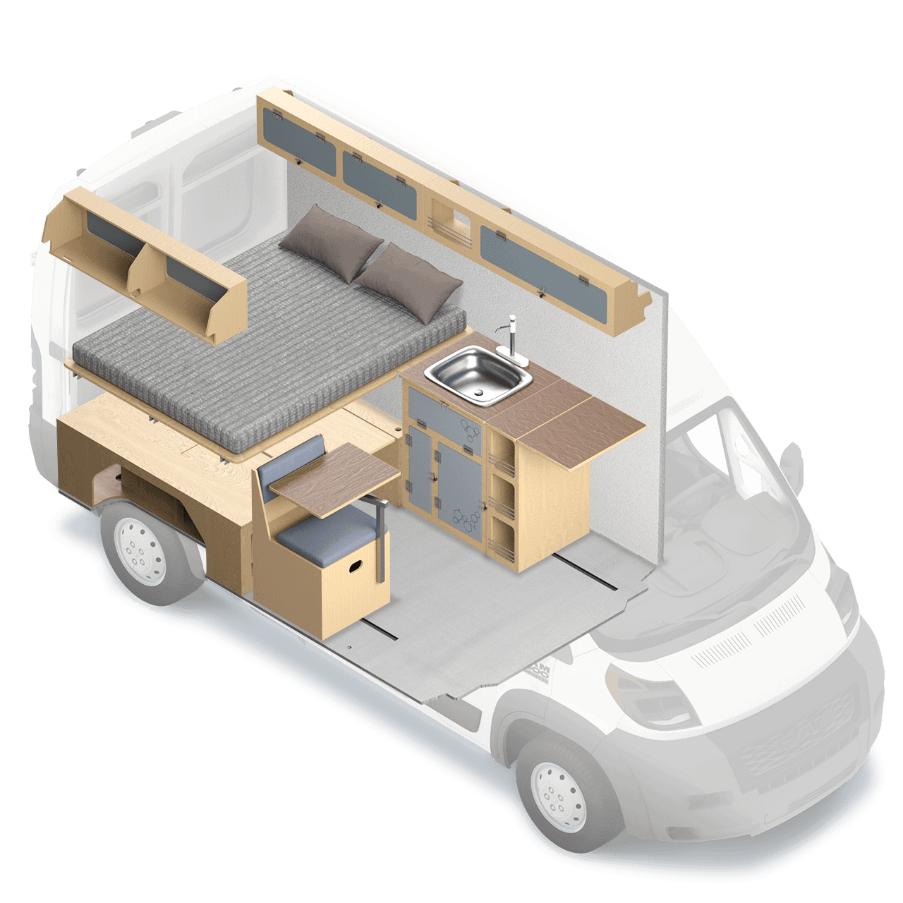 Walter Camper Van Conversion Kit RAM Promaster 136 Wayfarer Vans