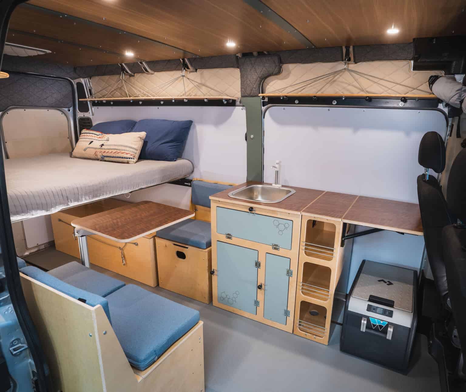 interior shot of a camper van conversion made in Colorado