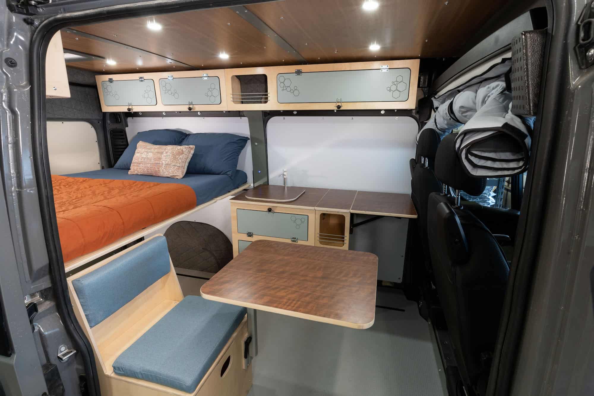 interior shot of a camper van conversion made in colorado