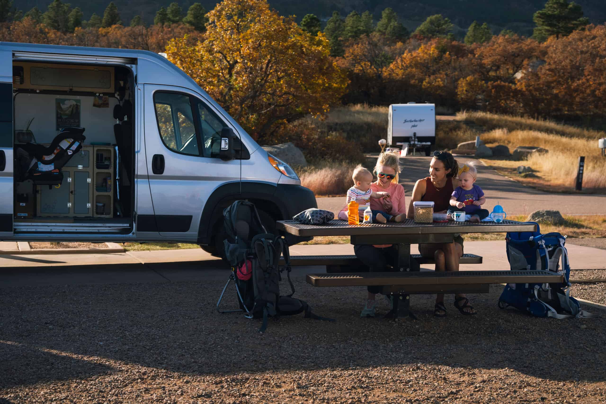 picnic outside of a camper van conversion