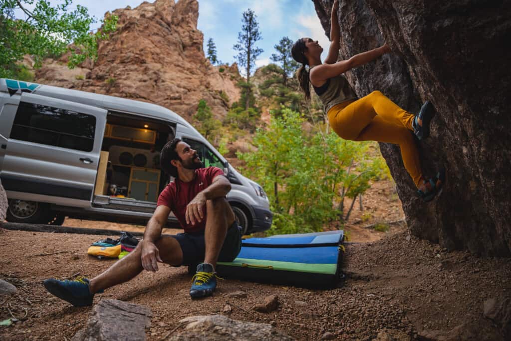 rock climbing with a camper van conversion