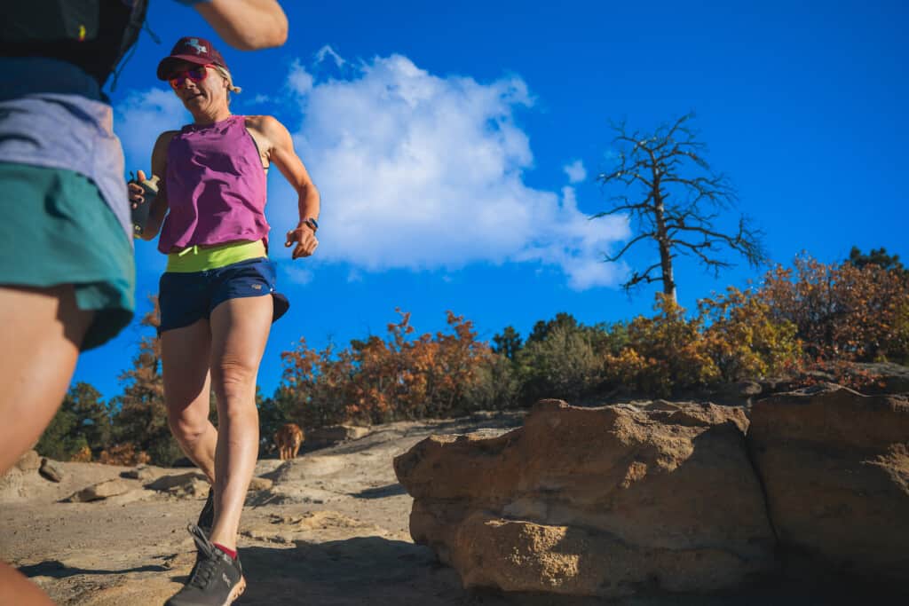 two women trail running